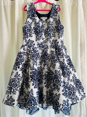Knitworks Navy and White Floral Fit & Flare Dress